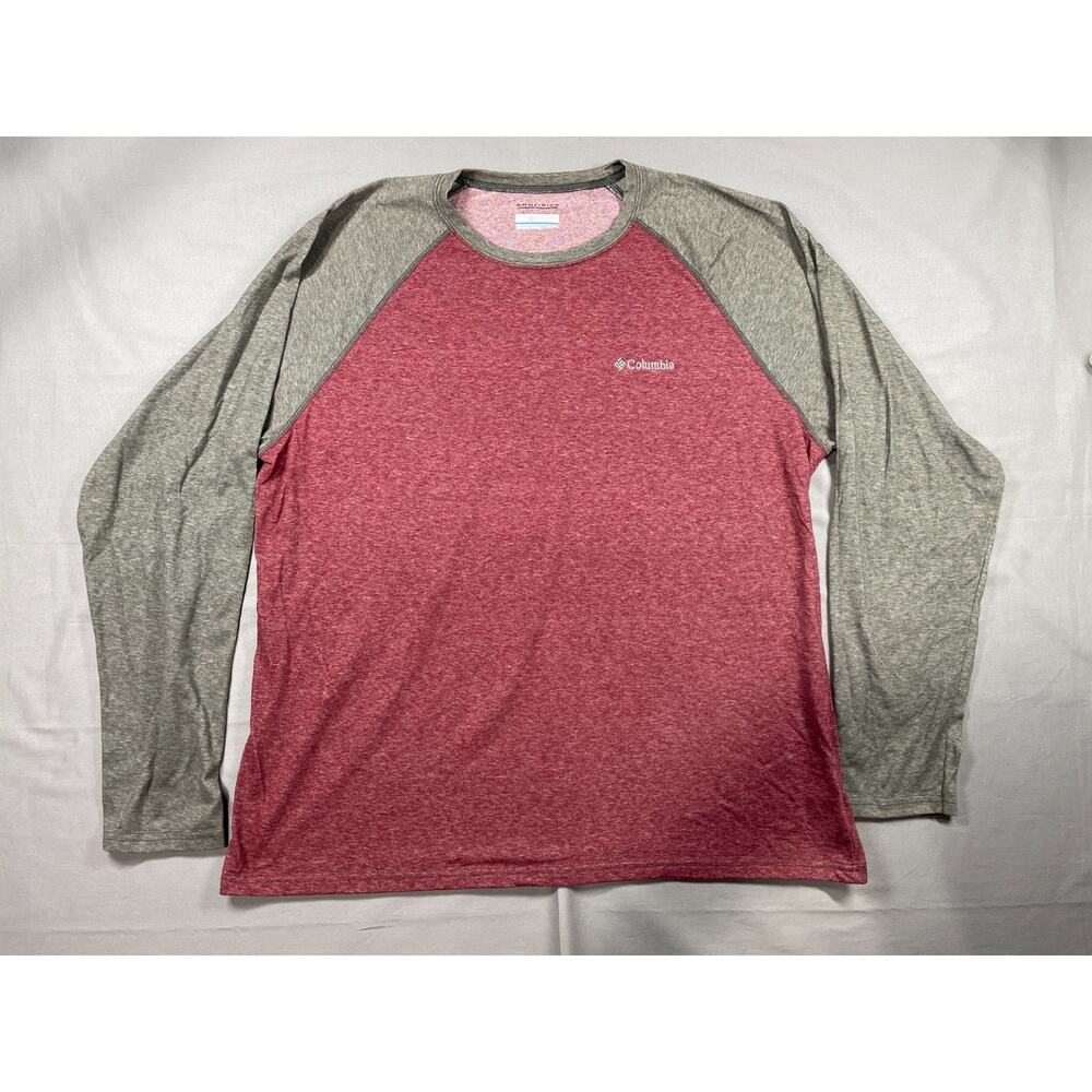 Columbia Omni-Wick Men's Red & Gray Crewneck Raglan Outdoor Long Sleeve Shirt XL